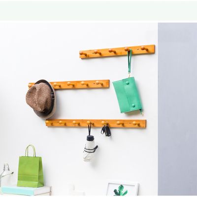 【YF】 Bamboo Wall-hung Clothes Rack Hung Shelves Bedroom Hooks  Behind The Door 4/5 Wall-mounted Hanging