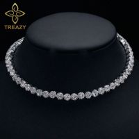 【DT】hot！ TREAZY Bridal Fashion Rhinestone Choker Necklace Wedding Accessories Tennis Chain Chokers Jewelry Collier