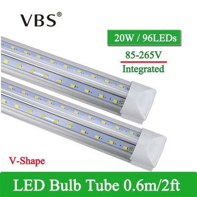 1 PCS V-Shape Integrated LED Tube Lamp 20W T8 570mm 2FT LED Bulbs 96LEDs Super Bright Led Fluorescent Light led bulbs 2000lm