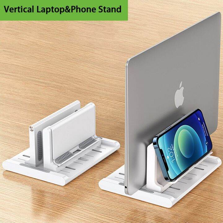 adjustable-vertical-laptop-stand-base-support-notebook-holder-for-macbook-ipad-with-phone-tablet-holder-computer-table-stand-laptop-stands