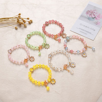 Han Feng Beading Pendant Little Daisy Bohemia Powder Crystal Bracelet