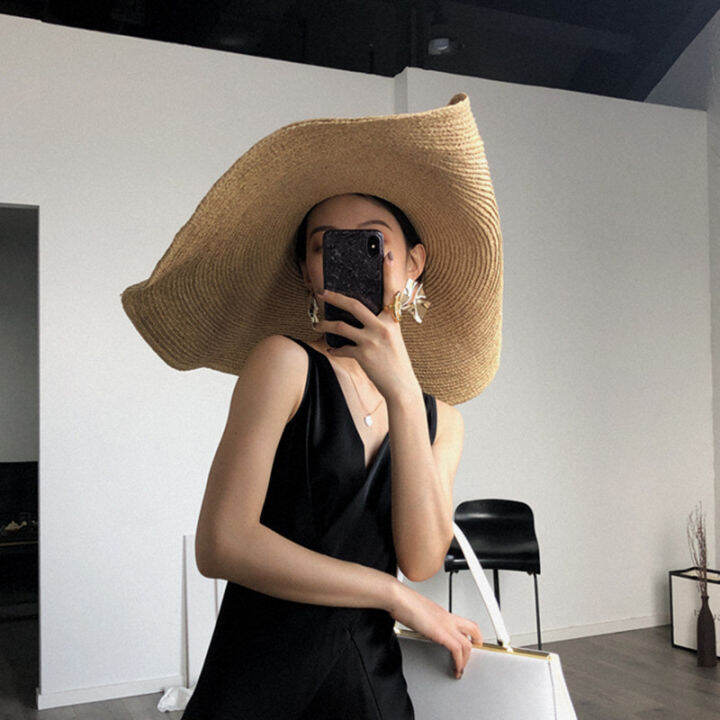 oversized-beach-hats-for-women-simple-solid-color-summer-wide-brim-large-straw-hat-uv-protection-foldable-sun-cap-chapeau-femme