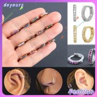 DOYOURS ทอง เงิน น้ำเงิน 8mm ต่างหูฮักกี้ฮูป เครื่องประดับร่างกาย Daith Conch Snug Helix Cartilage Tragus ลูกบาศก์เซอร์โคเนีย ต่างหูเพทาย CZ เจาะหู ต่างหู CZ หลากสี