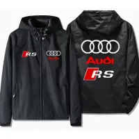 High quality stock AUDI RS Custom Racing Suit A1 A2 A3 A4 A5 A6 A7 A8 Q3 Q5 Q7 Q8 RS1 RS2 RS3 RS4 RS5 RS6 RS7 RS8 Outdoor Driving Windbreaker Hooded Rain Jacket