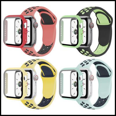 สายนาฬิกา ฟิล์ม 3D เต็มจอ Strap for A.p.p.l.e. Watch Band 45-41mm 44-42-40-38 mm, Cases with Screen Protective Cover for series 8 7 6 SE 5 4 3 2 1, Sport Watch Bands Bracelet