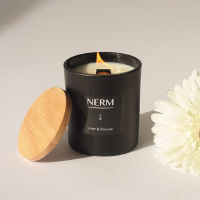 Nerm Candle Glass 180g black เทียนหอมไขถั่วเหลือง เทียนหอมอโรม่า เทียนหอมปรับอากาศ กลิ่นหอม ไร้ควัน เทียนหอมสร้างบรรยากาศ แต่งห้องนอน