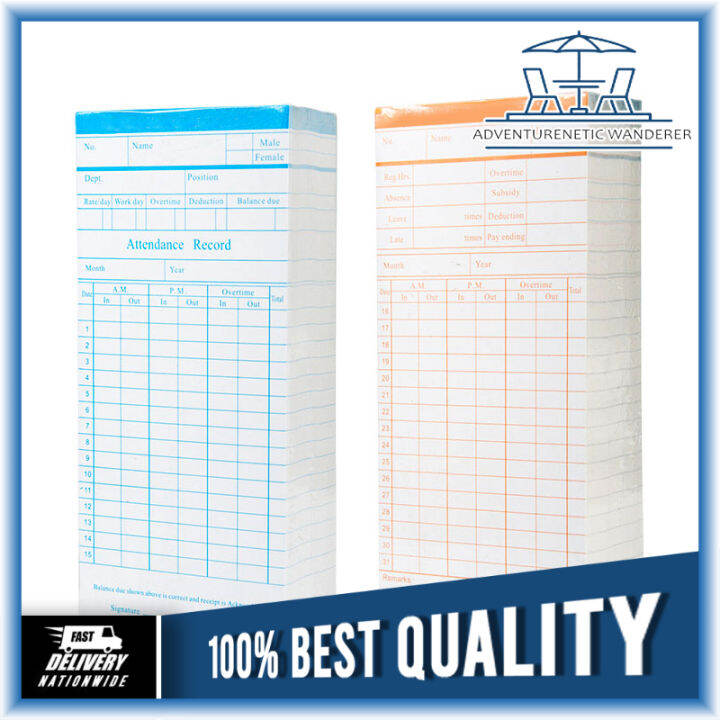 AW SHOP Time Card Clock Recording Card DTR Time Card 2sided Monthly