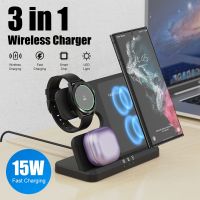 ZZOOI 3 in 1 Wireless Charger Station Dock Holder Buds Pro For Samsung Galaxy S22 S21 Ultra S20 Super Fast Charging Watch5 Pro Classic