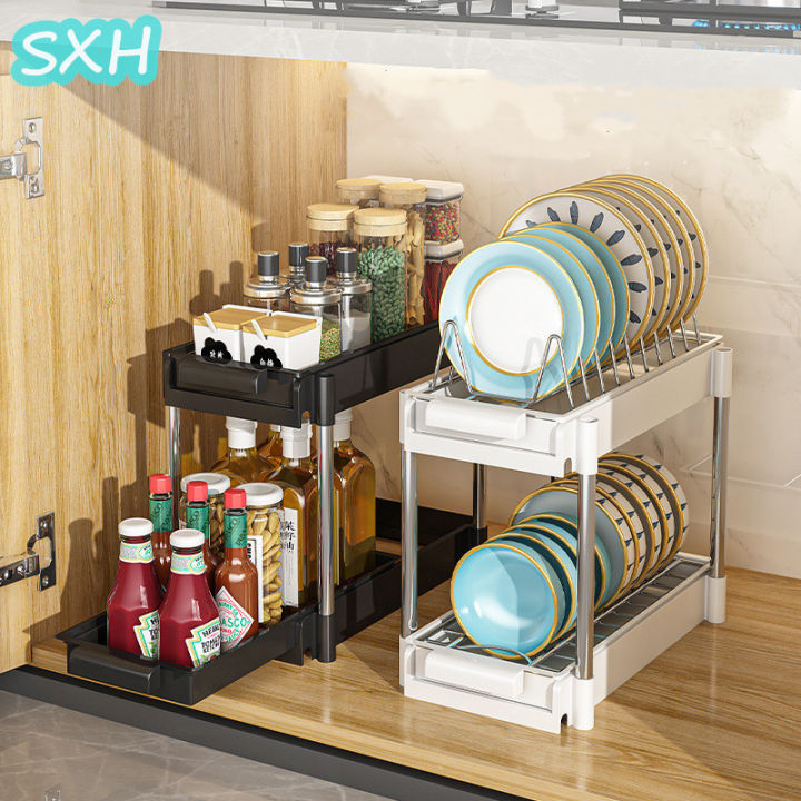 sxh-ตู้พาร์ทิชันลิ้นชักในครัวชั้นวางสำหรับเก็บจานชั้นจานภายในโต๊ะอาหารตู้ชามดึงชั้นเก็บ