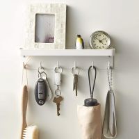 Wall-Mounted Storage Rack with  Hooks Key Holder for Hat Umbrella Clothes Stand Shelf Storage Decoration Hooks Picture Hangers Hooks