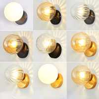 Modern LED E27 creative glass ball 5W10W wall lamp Nordic bedroom head wall lamp creative corridor interior wall lamp