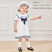 Pureborn Toddler Infant Baby Girl Sailor Dress Bowknot Sailor Collar Summer Breathable Cotton Beach Holiday Baby Girl Clothes