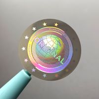 Round Hologram tamper proof sticker silver earth pattern warranty void seal Genuine guarantee security label holographic sticker Stickers Labels