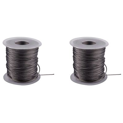 2X Hoisting Lifting 7X7 1mm Dia Stainless Steel Flexible Wire Rope 177Ft