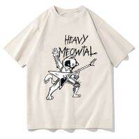 Heavy Meowtal แมวโลหะเพลง irts สำหรับ Geek ไอเดียของขวัญตลกเสื้อยืดล่าสุดพิมพ์เสื้อแขนสั้นแฟชั่น Unisex เสื้อผ้า