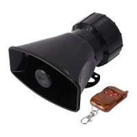 ZKXX 12V 100W 7 Sound Tones Loud Car Warning Alarm Police Fire Siren Horn Speaker with Brown Wireless Remote Controller