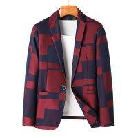 ZZOOI Mens Blazer 2022 New Arrival Fashion Print Stand Collar youth Slim Fit Fashion Casual Men Suit Jacket coat Plus Size 5XL 6XL