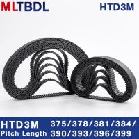 Htd 3M เข็มขัดจับเวลา375/378/381/384/390/393/396/399Mm 6/9/10/15Mm ความกว้างเข็มขัดยางแบบซิงโครนัสแบบปิดเข็มขัดพิทช์3Mm