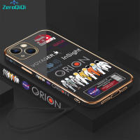 เคสโทรศัพท์ ZeroQiQi สำหรับ iPhone 15 Plus 15 Pro 15 15 Pro Max ฟรีสายคล้องแฟชั่น NASA America อวกาศมนุษย์อวกาศแห่งชาติเคสลวดลายขอบสี่เหลี่ยมชุบเคสโทรศัพท์เด็กชายเคสโทรศัพท์นิ่มชุบหรูหรา