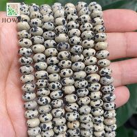 Dalmation Jaspers Rondelle หินกลม Spacer ลูกปัดสำหรับเครื่องประดับทำ DIY อุปกรณ์สร้อยคอหินธรรมชาติ15 6/8/10Mm