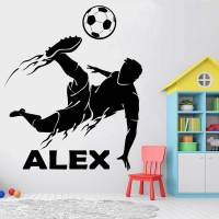 Custom Name and Number Soccer Player Wall Decal Home Decor for Boys Room Sport Football Vinyl Stickers Personalized Mural G-129 Stickers