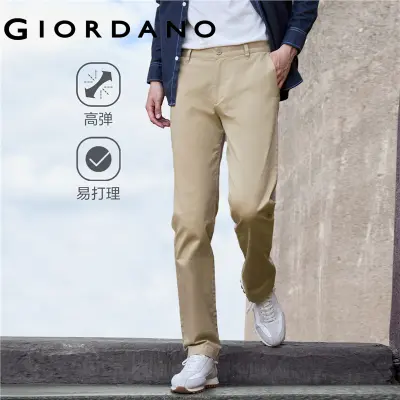 Giordano Men Pants Cotton Khaki Pants For Men Stretchy Low Rise Slim Tapered  Khakis Slim Fit Trousers Man Free Shipping 01110583