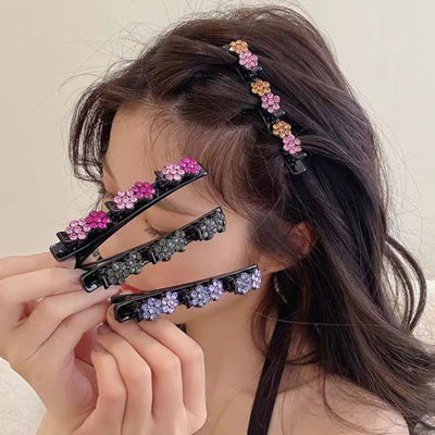 แฟชั่นผู้หญิง Rhinestone ดอกไม้ Braid คลิปผม Hairpins Bangs ถือ Barrettes หวาน Elegant ผมตกแต่งคลิป Headband อุปกรณ์เสริมผม