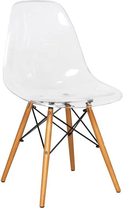 KRUZO Aero Classic Crystal Ghost Chair Wooden Legs Chair | Lazada PH