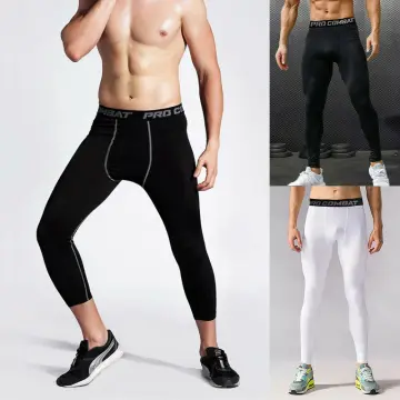 Juiin 3/4 Men's running tights quick dry fitness pants basketball training compression  leggings