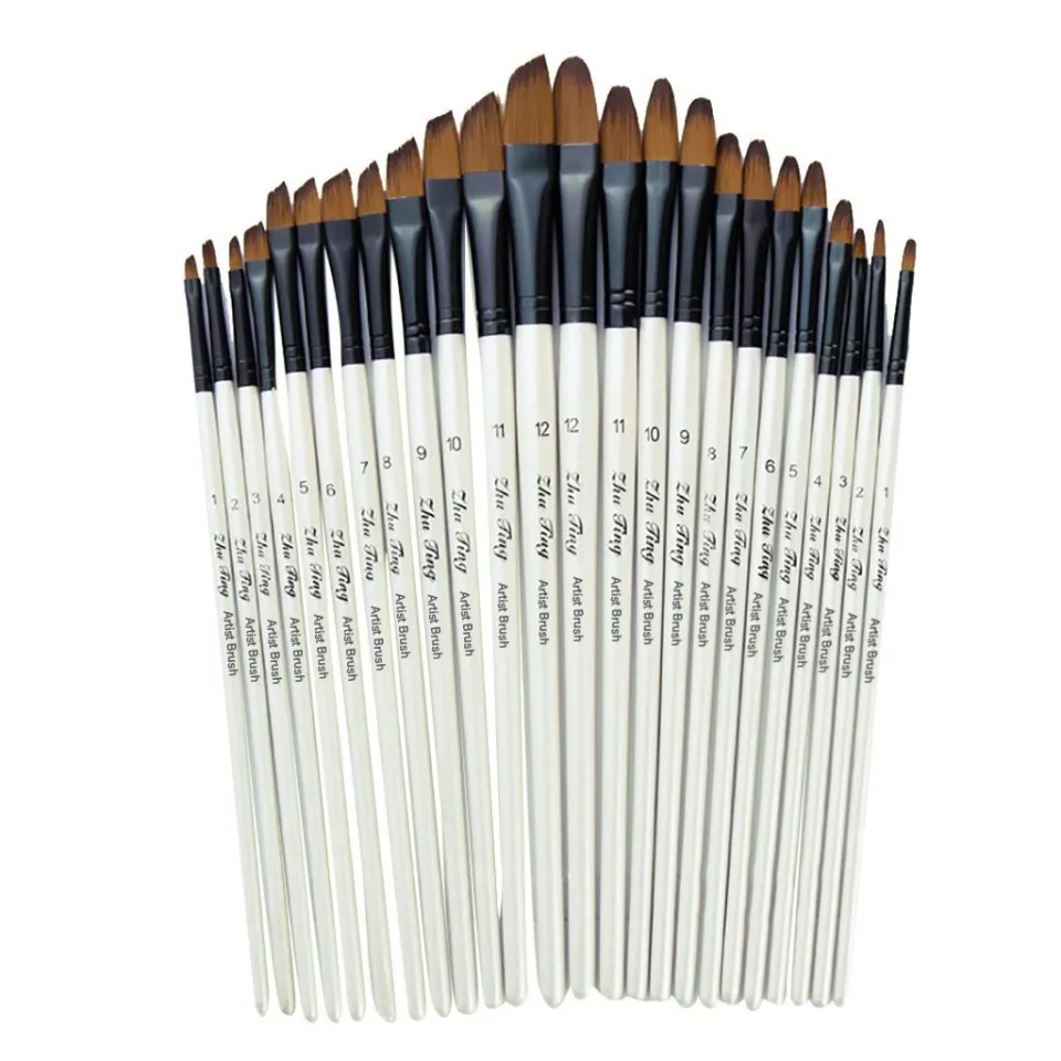 Dropship 12 Pcs Assorted Size Nylon Paint Brushes Oil Painting