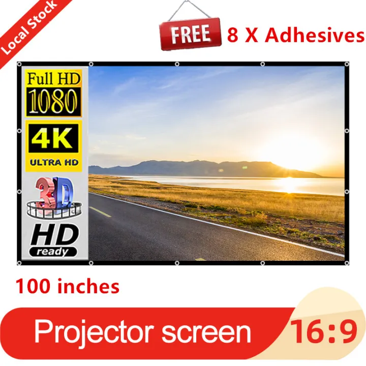 [Local Stock + COD] 169 Portable 100 inch Projector Screen Wall