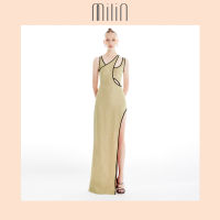 [MILIN] Scoop neckline with cut-out full length Slim fitted dress เดรสยาคัทเอาท์คอโค้งทรงเข้ารูปพอดีตัวซ้อนผ้าแบบเลเยอร์ / Goddess Dress