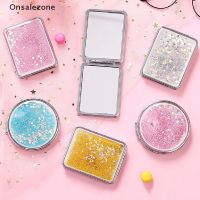 【BEIBEI】 ONPH Portable Double-Sided Folding Cosmetic Pocket Mirror With Flowing Sparkling Sand ONN