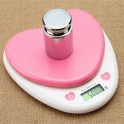 3kg/0.1g Digital Scale Easy to Use Nice looking ABS Heart shaped Kitchen Electronic Cooking Baking Scale for Home