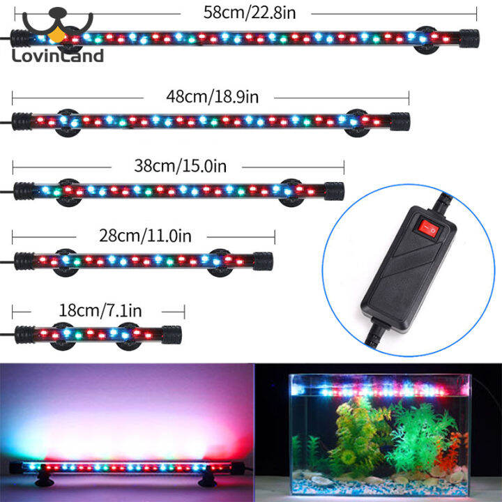 Lovinland 18/28/38/48/58CM LED Submersible Waterproof Aquarium Light