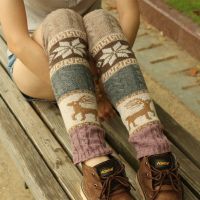 Winter Over Knee Long Knit Cover Women Leg Warmers Crochet Striped Legwarmers Christmas Pierna Mujer Socks Legging Warm