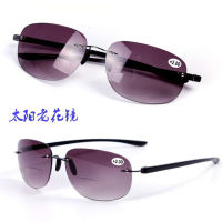 Unisex Reading Glasses +1.0- +3.50 Outdoor Rimless Reading Glasses Fishing Bifocal Sunglasses Readers - intl