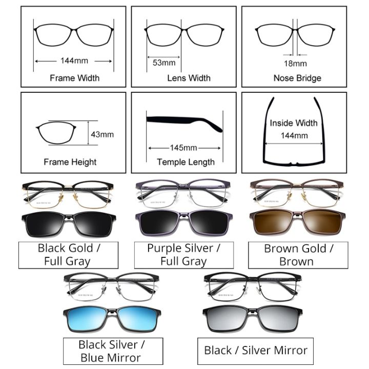 ralferty-2-in-1-optical-glasses-clip-on-glasses-frame-rectangle-magnetic-sunglasses-polarized-driving-prescription-glasses-z8050