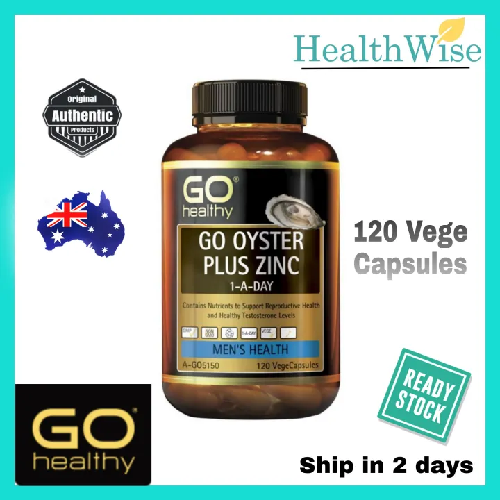 AUSTRALIA] GO HEALTHY Go Oyster Plus Zinc 1-A-Day 120 Vege Caps, Supports  Male Men's Health 生蚝补锌胶囊 Oyster+Zinc - Healthwise | Lazada
