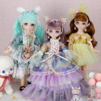 (Popular toys) ใหม่28ซม. ตุ๊กตาอะนิเมะน่ารักพร้อมเสื้อผ้าอุปกรณ์เสริม1/6 Bjd การ์ตูนหน้าเจ้าหญิงแต่งตัวของเล่น