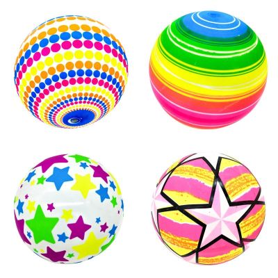 【CC】 9 Inches Color Star Pattern Inflatable Bouncy Outdoor Rubber Beach Parent Children Games Kids