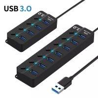 USB ฮับ3.0 5Gbps ตัวแยก USB ที่พ้วง USB ความเร็วสูง3 Hab ใช้ตัวแปลงไฟพอร์ต4/7หลายฮับขยายพร้อมสวิตช์สำหรับแล็ปท็อปพีซี