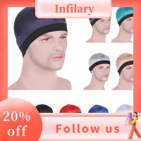 INFILARY อีลาสติก หมวก durag ผู้ชาย สีทึบทึบ ระบายอากาศได้ระบายอากาศ หมวก durag หลากสี หมวกบีนนี่ โพลีเอสเตอร์ หมวกลายคลื่น สำหรับผู้ชาย