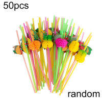 50Pcs ร่ม Parasol หลอดดูดดื่ม Hawaiian Beach ค็อกเทล Luau Party อุปกรณ์ตกแต่ง Neon สีสุ่ม