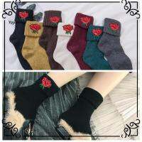 YUYU Soft Knit Women Hosiery Stockings Rose Flower Wool Blend Socks