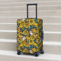 Rose Flowers Suitcase Cover Vacation Goldfinch Birds Practical Luggage Accesories Cruise Trip Protection