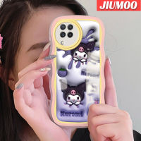 JIUMOO เคส M22ปลอกสำหรับ Samsung กาแล็คซี่ A22 4G A22 5G ลายการ์ตูนคุโรมน่ารักขอบคลื่นนุ่มเคสมือถือกันกระแทกแบบใสเก๋ไก๋ปลอกป้องกันซิลิกาเจล