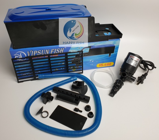 Vipsun fish vs-680 - bộ máng và máy bơm lọc nước hồ cá - có bông lọc - ảnh sản phẩm 1