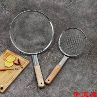 [COD] T stainless steel wooden handle colander filter net soy sauce grid from coarse mesh commercial large and spoon noodles dumplings