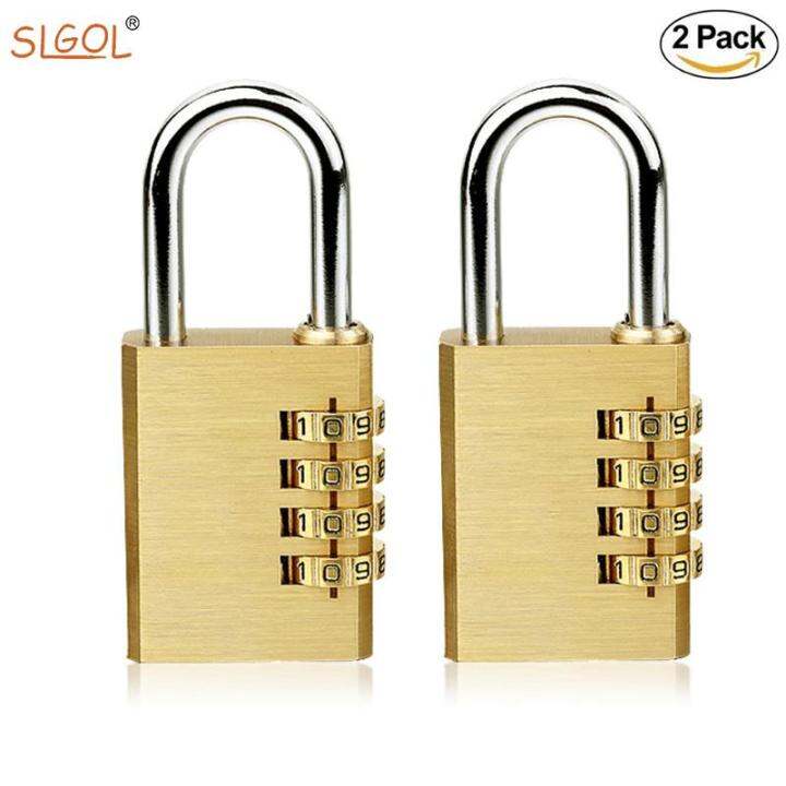 Solid Brass High Quality Combination Lock【2 Pack】, 4 Digit Combination ...